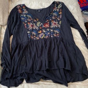 embroidered peasant top